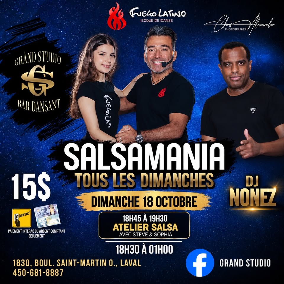 SalsaMania - Noche de baile latino en Laval - Domingo 18 de octubre