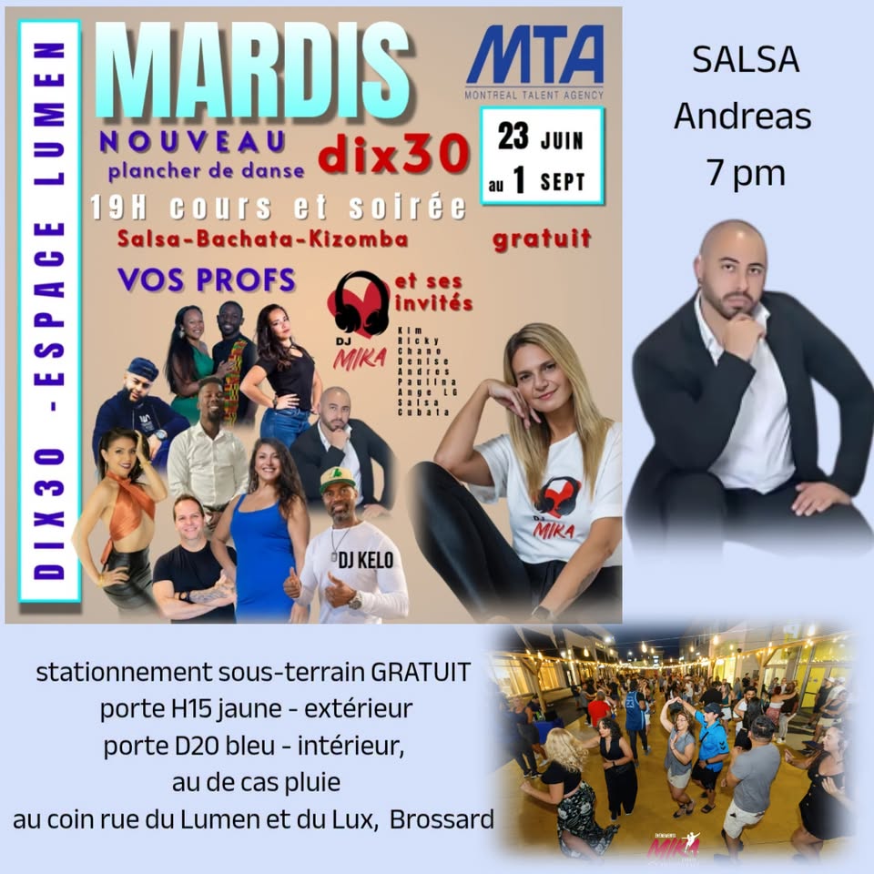 MARDIS au DIX30 ❤️ DJ Mika et ses invités, cours et soirée salsa-bachata 7pm GRATUIT