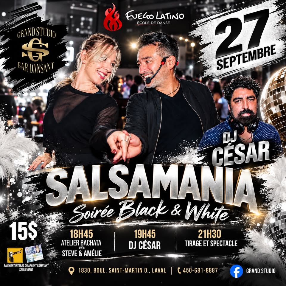 SalsaMania Sunday – Black & White Party in Laval