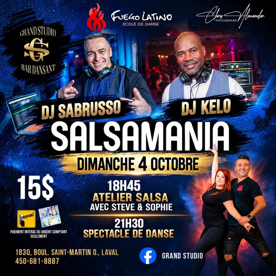 Soirée Danse Latine SalsaMania - Laval - Dimanche 4 octobre