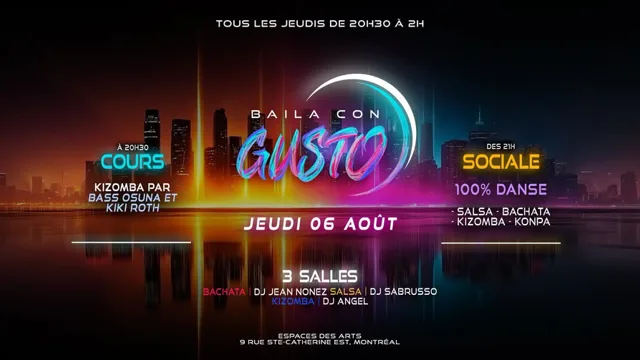 Baila Con Gusto MTL 💜 06 AOÛT (Soirée 100% danse)