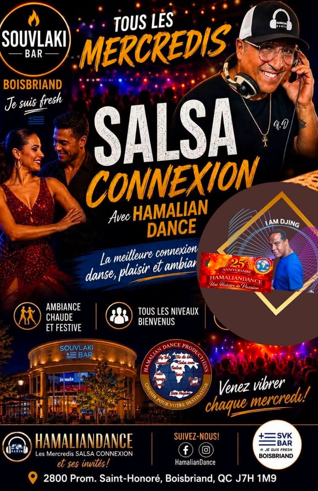 Miércoles Salsa Connexion con HamalianDance en Souvlaki Bar Boisbriand