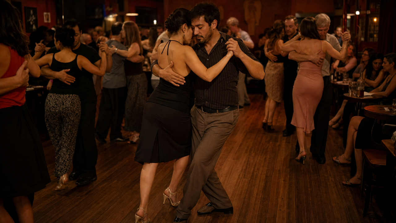 Milonguero dancing