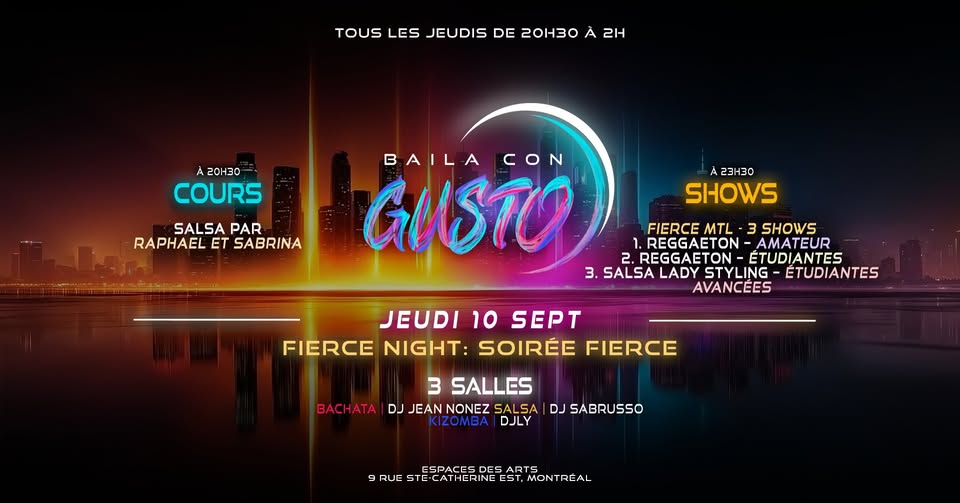 Baila con Gusto – Soirée Fierce MTL (10 sept.)