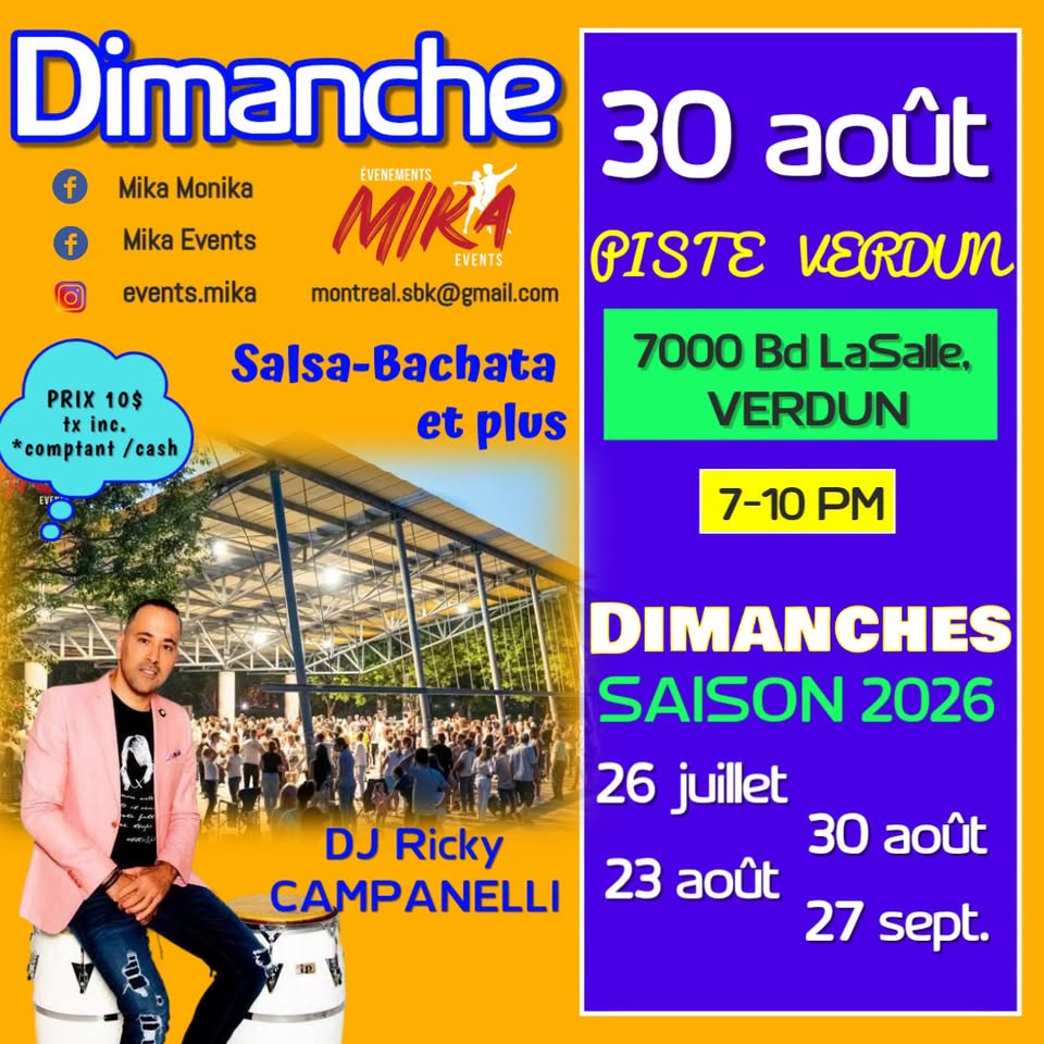 DIMANCHE 30 août ❤️ Piste Verdun, Dj Ricky CAMPANELLI