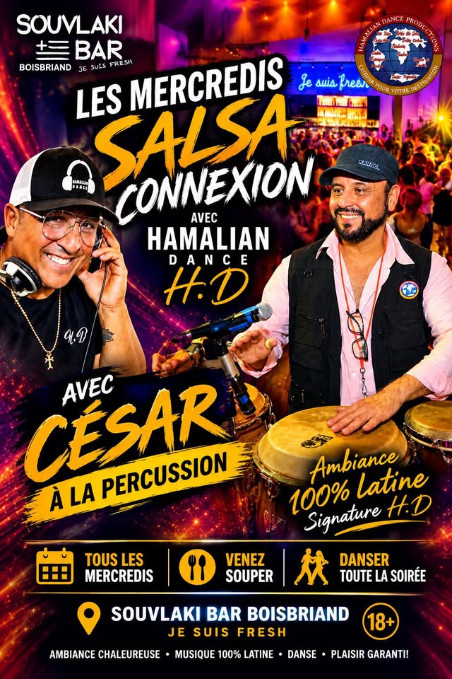Wednesday Salsa Connexion with HamalianDance at Souvlaki Bar Boisbriand