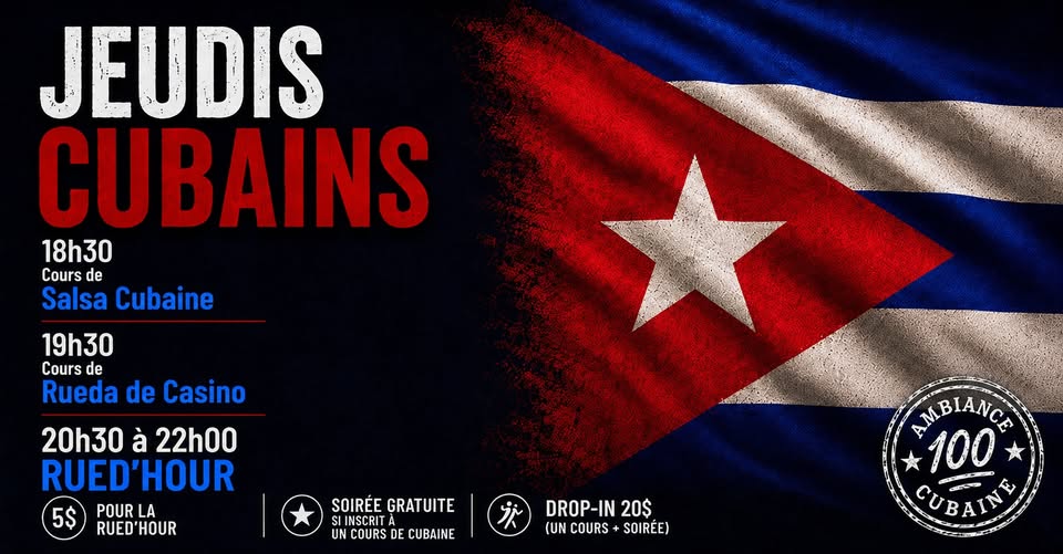 Les Jeudis Cubains | Cours de Salsa Cubaine + Soirée Rued'Hour