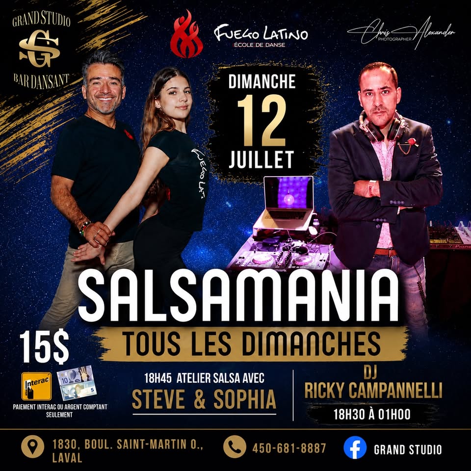 SalsaMania Danse Latine – Laval – Dimanche 12 juillet