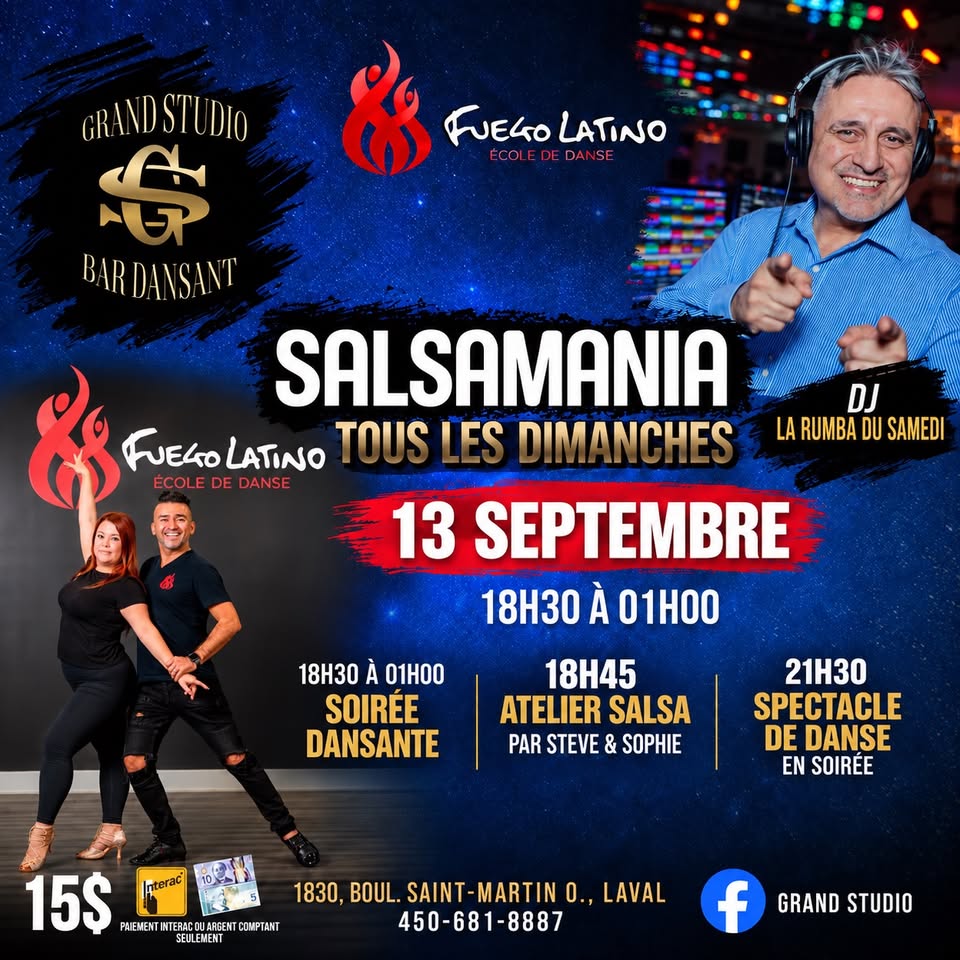 SalsaMania Danse Latine – Laval – Dimanche 13 septembre