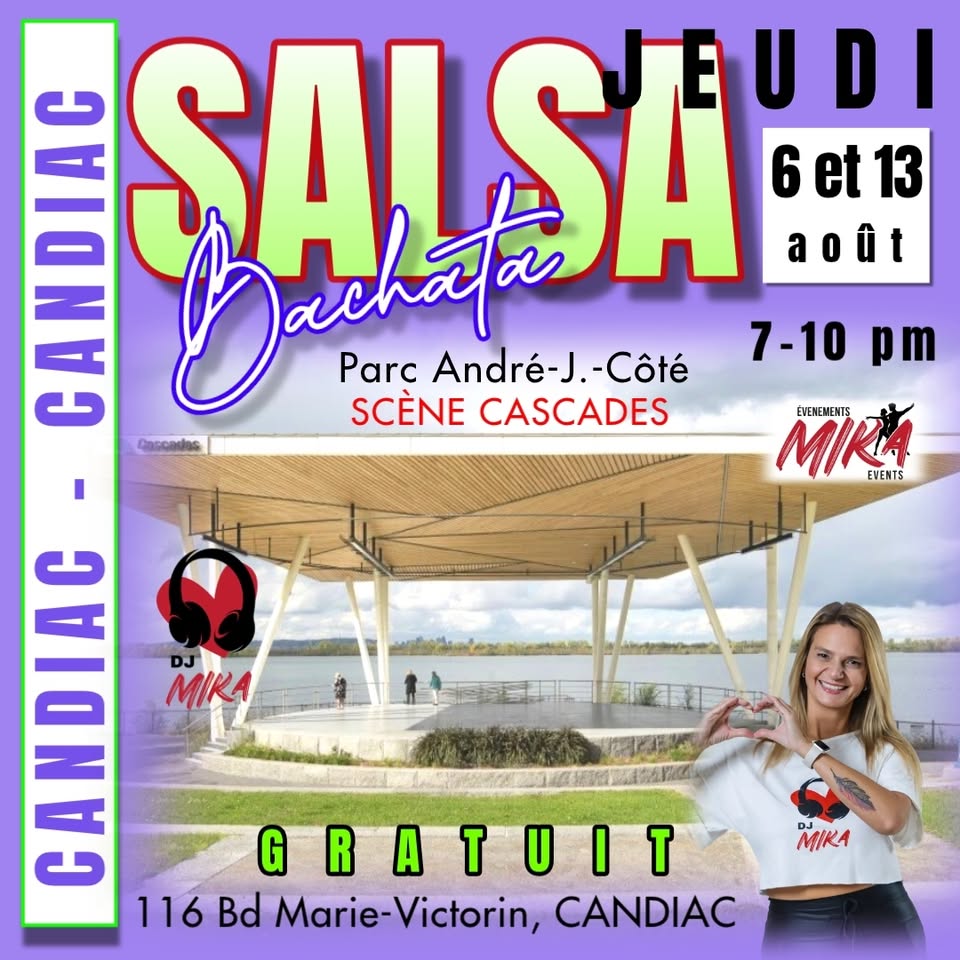 JEUDI 6 et 13 août ❤️ CANDIAC, salsa-bachata avec Dj MIKA 7-10pm GRATUIT