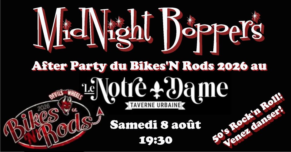 Midnight Boppers à l'Afterparty du Bikes'n Rods 2026.