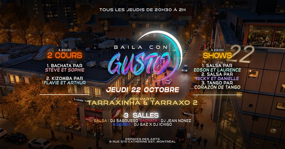 Baila Con Gusto MTL : Pré-party Tarraxinha & Tarraxo 2 - 22 octobre