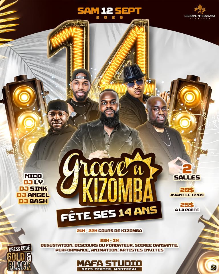 GROOVE N' KIZOMBA 14th ANNIVERSARY CELEBRATION - SAMEDI 12 SEPTEMBRE 2026