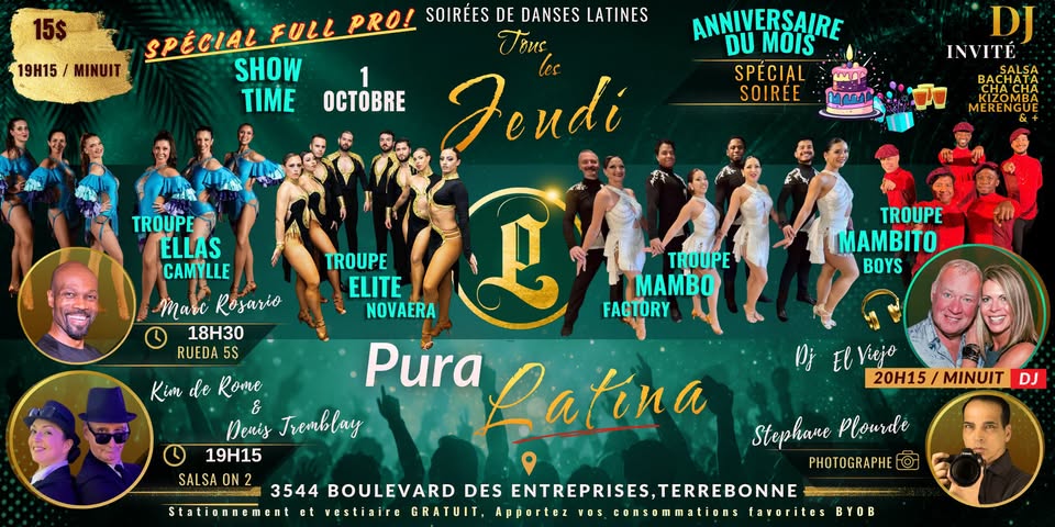 Soirée Pura Latina - Anniversaire du mois du 1er octobre