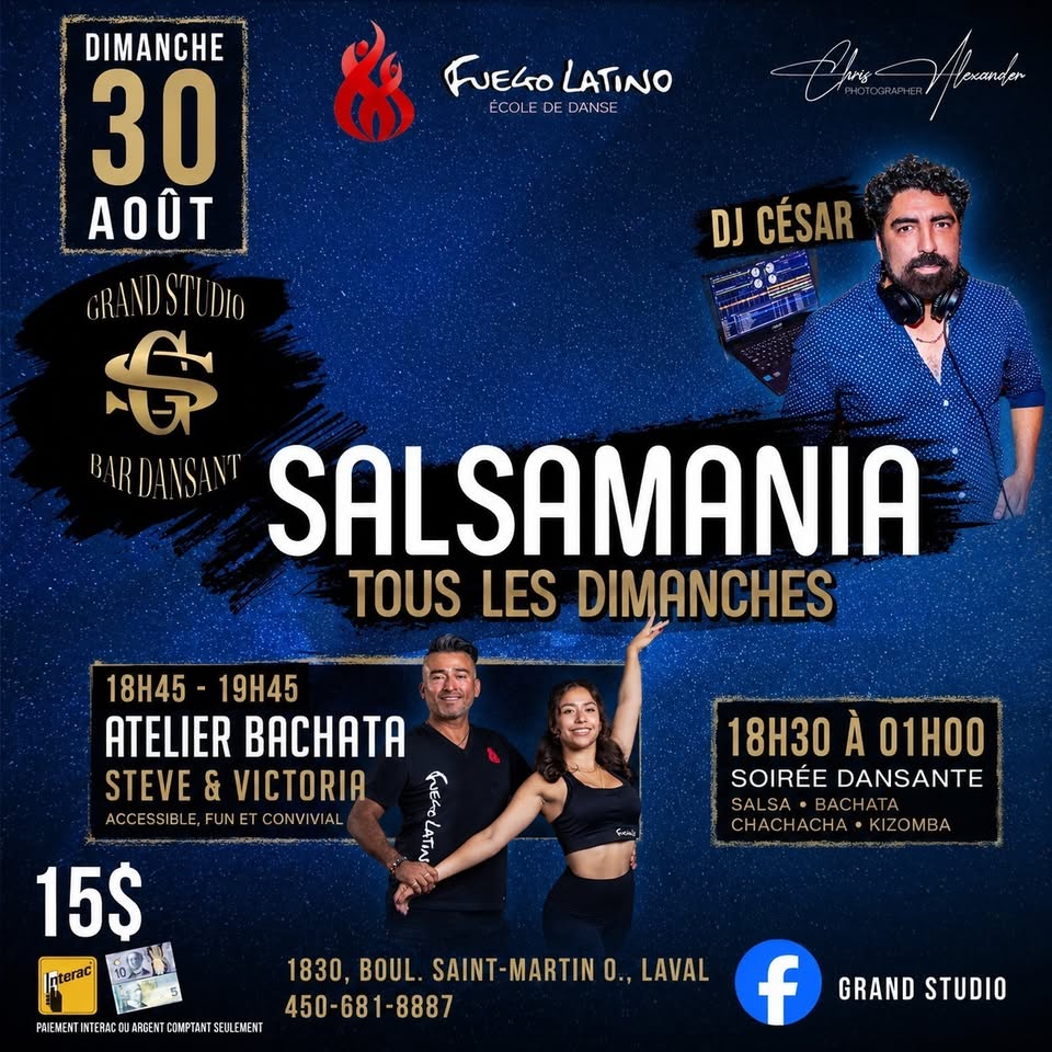 SalsaMania Danse Latine – Laval – Dimanche 30 août