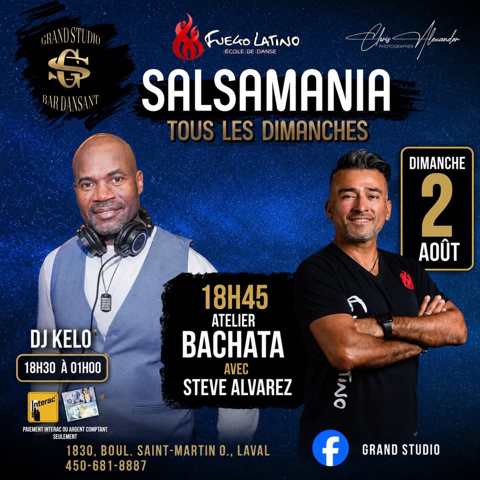 Danse Latine - Laval - SalsaMania - Dimanche 2 Août