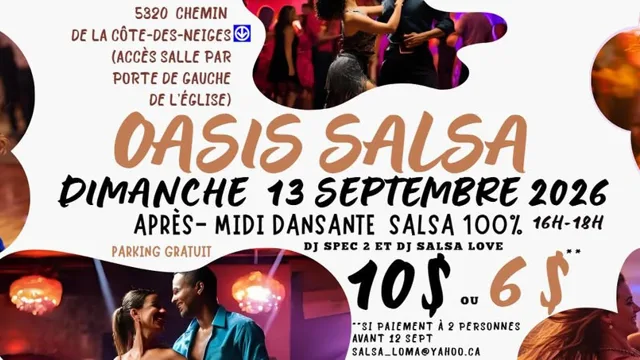 OASIS SALSA - Dansez pour moins de 10$🌴 Dimanche 13 Septembre 2026 💃 SOCIAL SALSA 100 %