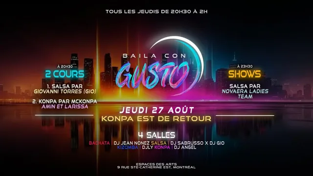 Baila Con Gusto MTL 💜 27 AOÛT (Konpa est de Retour)
